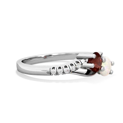 Garnet Infinity Pave Two Stone 14K White Gold ring R5285