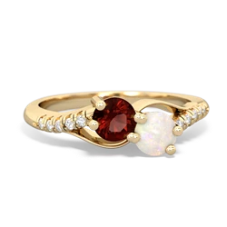 Garnet Infinity Pave Two Stone 14K Yellow Gold ring R5285