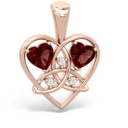 Garnet Celtic Trinity Heart 14K Rose Gold pendant P5331