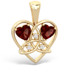 Garnet Celtic Trinity Heart 14K Yellow Gold pendant P5331