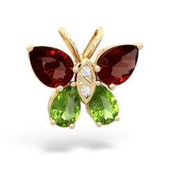 Garnet Butterfly 14K Yellow Gold pendant P2215