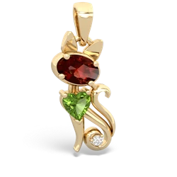 Garnet Kitten 14K Yellow Gold pendant P5780