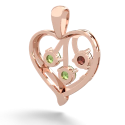 Garnet Glowing Heart 14K Rose Gold pendant P2233