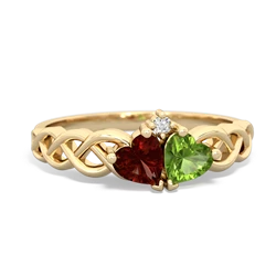 Garnet Heart To Heart Braid 14K Yellow Gold ring R5870