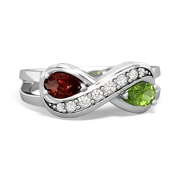 Garnet Diamond Infinity 14K White Gold ring R5390