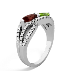 Garnet Diamond Rivers 14K White Gold ring R3070