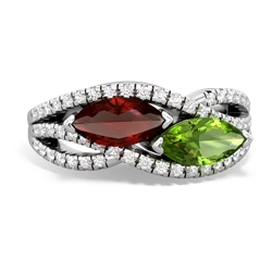 Garnet Diamond Rivers 14K White Gold ring R3070