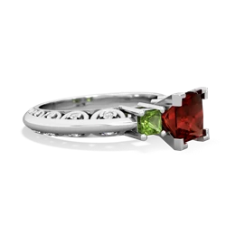 Garnet Eternal Embrace Engagement 14K White Gold ring C2001