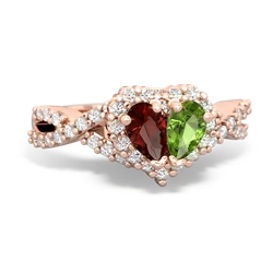 Garnet Diamond Twist 'One Heart' 14K Rose Gold ring R2640HRT