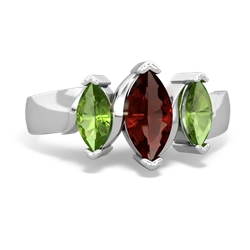 Garnet Three Peeks 14K White Gold ring R2433