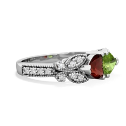 Garnet Diamond Butterflies 14K White Gold ring R5601