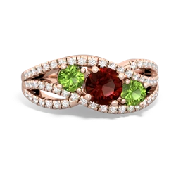 Garnet Three Stone Aurora 14K Rose Gold ring R3080