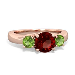 Garnet Three Stone Round Trellis 14K Rose Gold ring R4018