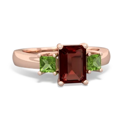 Garnet Three Stone Emerald-Cut Trellis 14K Rose Gold ring R4021