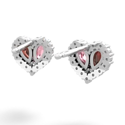 Garnet Halo 14K White Gold earrings E7008