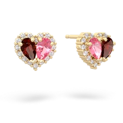 Garnet Halo 14K Yellow Gold earrings E7008