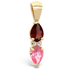 Garnet Bowtie Drop 14K Yellow Gold pendant P0865