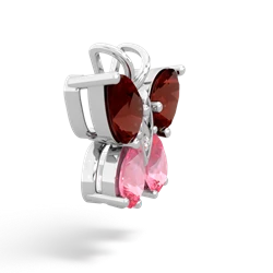 Garnet Butterfly 14K White Gold pendant P2215