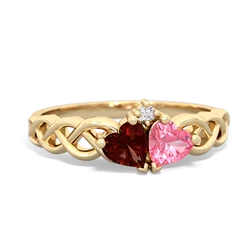 Garnet Heart To Heart Braid 14K Yellow Gold ring R5870