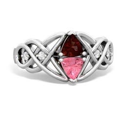 Garnet Keepsake Celtic Knot 14K White Gold ring R5300