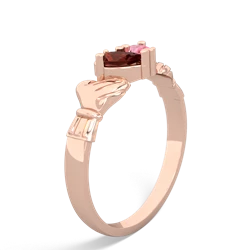 Garnet 'Our Heart' Claddagh 14K Rose Gold ring R2388