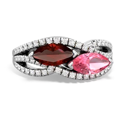 Garnet Diamond Rivers 14K White Gold ring R3070