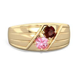 Garnet Men's Streamline 14K Yellow Gold ring R0460