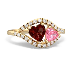 Garnet Mother And Child 14K Yellow Gold ring R3010