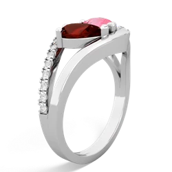 Garnet Nestled Heart Keepsake 14K White Gold ring R5650