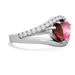 Garnet Nestled Heart Keepsake 14K White Gold ring R5650