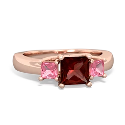 Garnet Three Stone Trellis 14K Rose Gold ring R4015