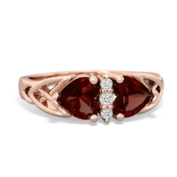 Garnet Celtic Knot Double Heart 14K Rose Gold ring R5040