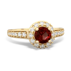 Garnet Diamond Halo 14K Yellow Gold ring R5370