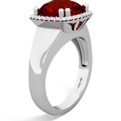 Garnet Halo Cocktail 14K White Gold ring R2544