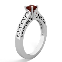 Garnet Art Deco Engagement 5Mm Round 14K White Gold ring R26355RD