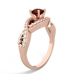 Garnet Diamond Twist 5Mm Round Engagment  14K Rose Gold ring R26405RD