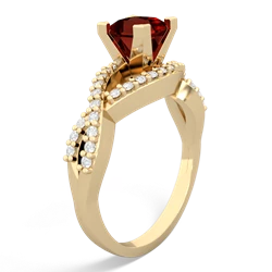 Garnet Diamond Twist 5Mm Square Engagment  14K Yellow Gold ring R26405SQ