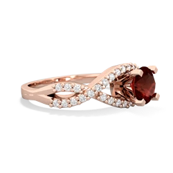 Garnet Diamond Twist 6Mm Round Engagment  14K Rose Gold ring R26406RD