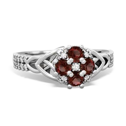 Garnet Celtic Knot Cluster Engagement 14K White Gold ring R26443RD