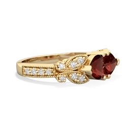 Garnet Diamond Butterflies 14K Yellow Gold ring R5601