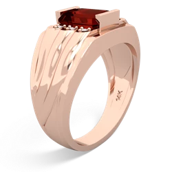 Garnet Men's 9X7mm Emerald-Cut 14K Rose Gold ring R1835