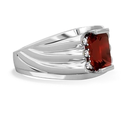 Garnet Men's 9X7mm Emerald-Cut 14K White Gold ring R1835