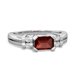 Garnet Art Deco East-West 14K White Gold ring R2590