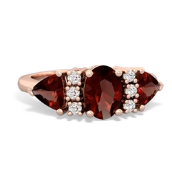 Garnet Antique Style Three Stone 14K Rose Gold ring R2186