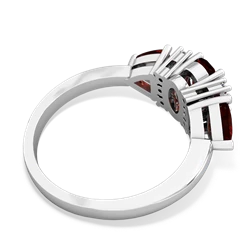 Garnet Antique Style Three Stone 14K White Gold ring R2186