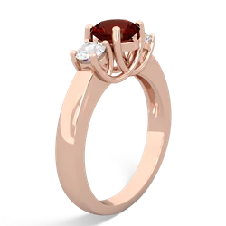 Garnet Diamond Three Stone Round Trellis 14K Rose Gold ring R4018