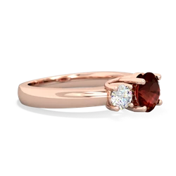 Garnet Diamond Three Stone Round Trellis 14K Rose Gold ring R4018