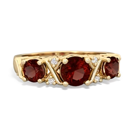 Garnet Hugs And Kisses 14K Yellow Gold ring R5016