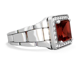 Garnet Men's Watch 14K White Gold ring R0510