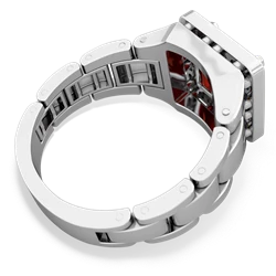 Garnet Men's Watch 14K White Gold ring R0510